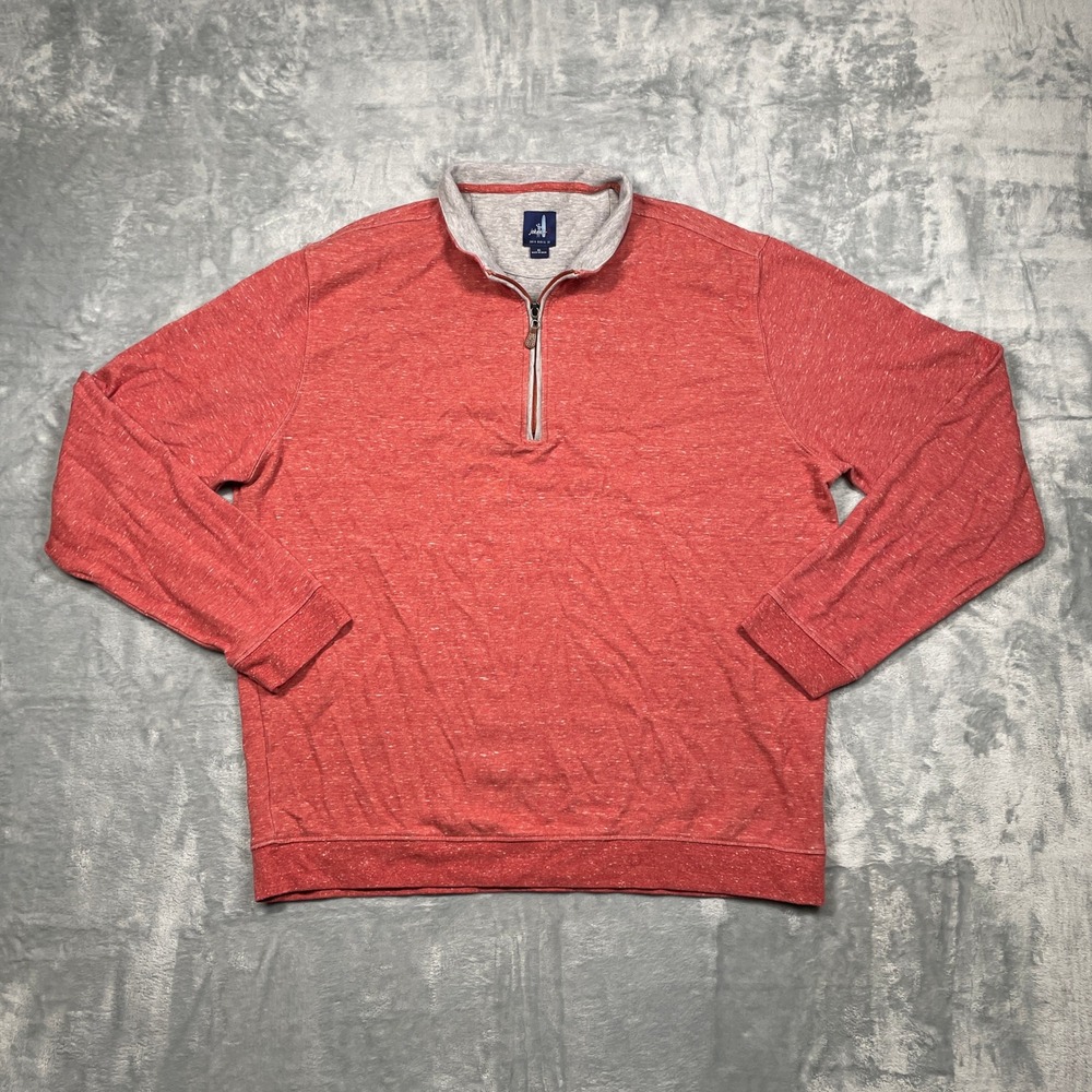 Johnnie-O Quarter Zip Pullover Mens XL Red Heather Long Sleeve Mock Neck Sweater